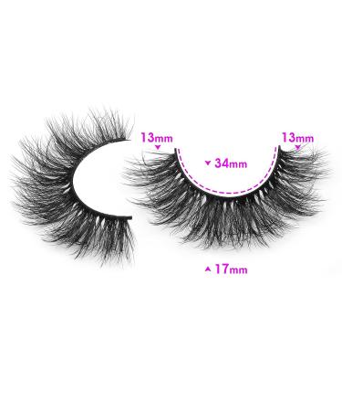 Natural Volume Faux Mink Eyelashes - 10 Pairs 3D Wispy Fluffy Curly Lashes (17mm) - Buy Online on GoSupps.com