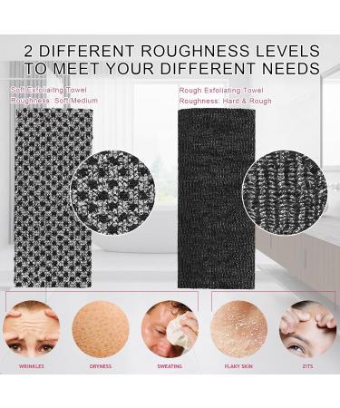 Exfoliating Washcloth Set - 2 African Net Shower Towels & Japanese Face Sponges for Ultimate Body Care Black Loofah Scrubber for Exfoliation - Buy Online on GoSupps.com