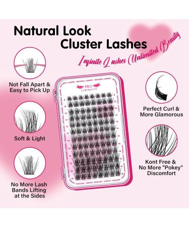 PRO Lash Clusters 96 Pcs Individual Natural Look Eyelash Extensions - Wispy Sparse C-8-16mm Mix, Reusable & Super Thin Band - Buy Online on GoSupps.com