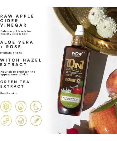 Wow Skin Science Apple Cider Vinegar Facial Toner - Natural Face, Hair & Body Mist - Hydrating Rose Water Spray - 6.8 OZ - Buy Online on GoSupps.com