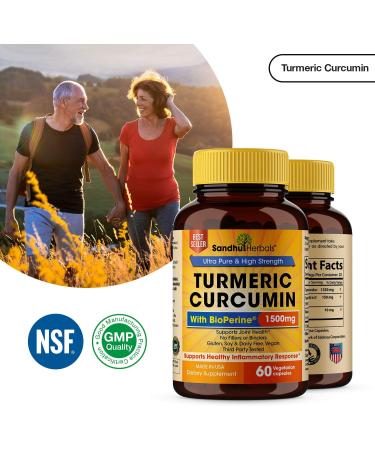 Turmeric Curcumin 1500mg with Black Pepper Extract - 95% Curcuminoids, Joint & Inflammatory Support - 60 Veg Capsules - Buy Online on GoSupps.com