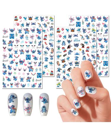 Nail Art Stickers Cute Cartoon Nail Art Decals 3D Self Adhesive Nail Sticker Kawaii Designer Anime Nail Stickers for Girls Kids Women Manicure Tips Decoration (4 Sheets 260+ Decals)