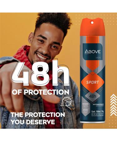 ABOVE 48 Hours Antiperspirant Deodorant Sport 4 Pc - Dry Spray Deodorant for Men - Floral Scent - Antiperspirant Spray - No Stain - Cruelty-Free - Buy Online on GoSupps.com