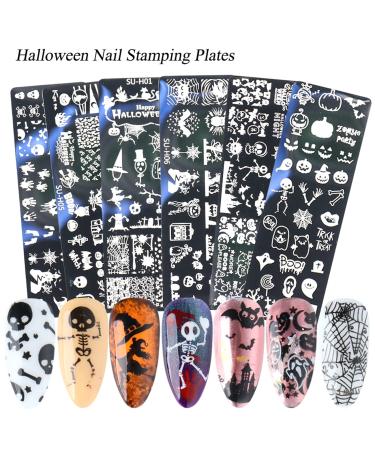 Beiling Halloween Nail Stamping Kit - Ghost, Pumpkin, Skull, Bone Patterns, 8 Piece Set - Buy Online on GoSupps.com