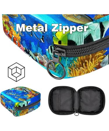 Stylish Underwater World Menstruation Pad Bag with Zipper - Women's Tampon & Napkin Bag - Eco-Friendly Collective Bag for Girls - Buy Online on GoSupps.com