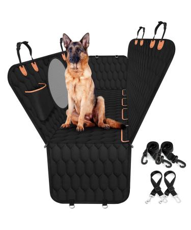 Dog Car Seat Cover for Back Seat, 100% Waterproof Dog Seat Covers for Cars, Scratchproof Dog Seat Cover with Mesh Window, Durable Back Seat Cover for Dogs, Backseat Dog Cover for Car - Black black 54"W x 58"L