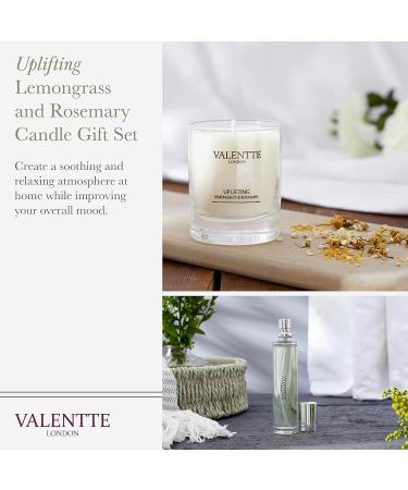 Soy Wax Scented Candle Gift Box with Room Mist Aromatherapy Essential Oils Long Lasting Fragrance Made in The UK (Lemongrass and Rosemary) (150g 30ml) - Valentte Lemongrass & Rosemary Candle Gift Sets - Buy Online on GoSupps.com