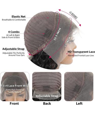 26 Inch Body Wave HD Lace Front Wig | Brazilian Virgin Human Hair | Transparent Lace Frontal Wigs for Black Women | Real Glueless Wig with Baby Hair | 180 Density | Can Be Dyed - Buy Online on GoSupps.com