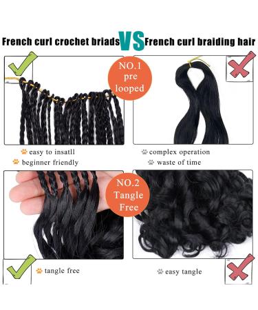 LIYATE French Curl Crochet Braids 12 Inch 7 Packs Black - Goddess Box Braids Crochet Hair for Women with Curly Ends - Pre Looped French Curl Braiding Hair Extensions - Buy Online on GoSupps.com