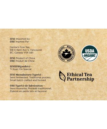 Denise s Fine Tea Certifi USDA Organic Ti Kuan Yin Iron Goddess Th Oolong Haute Teneur en Antioxydants Feuilles en Vrac (100 g) Ti Kuan Yin Iron Goddess Th Oolong 100 g (Lot de 1) - Buy Online on GoSupps.com