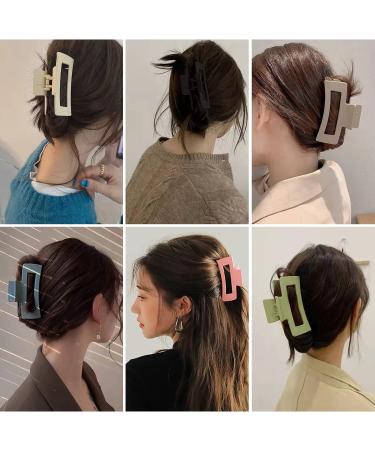 Matte Rectangle Hair Claw Clips Set-1 - Strong Hold Jumbo Hair Clamp for Women & Girls (6 Colors) - Buy Online on GoSupps.com