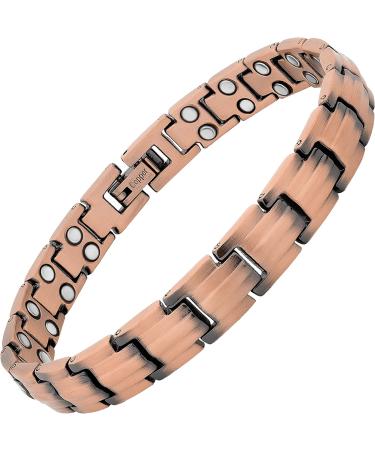 MagnetRX Women's Pure Copper Magnetic Bracelet for Arthritis & Carpal Tunnel Relief - Adjustable Length - Classic Style - Buy Online on GoSupps.com