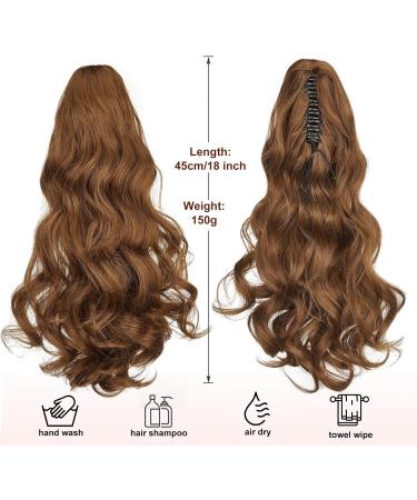 Dcbaboo 18inch Claw Clip in Ponytail Hair Extensions Long Wavy Ponytail Extension Curly Synthetic Pony tails Natural Wave One Piece Hairpiece Fake Ponytail for Women Light Auburn 18 inch 150g Light Auburn - Buy Online on GoSupps.com