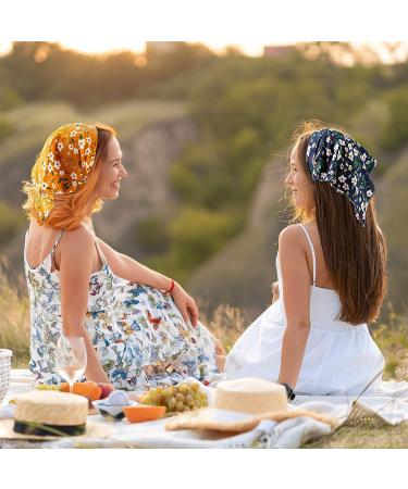 Floral Chiffon Elastic Headband Set with Hair Clips - 9-Piece Boho Hair Scarf Collection for Women and Girls - Buy Online on GoSupps.com