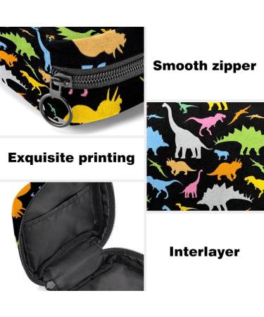 Dinosaur Pattern Menstruation Pad Bag with Zipper | Women's Tampon & Napkin Organizer | Stylish & Durable Bags for Girls - Buy Online on GoSupps.com