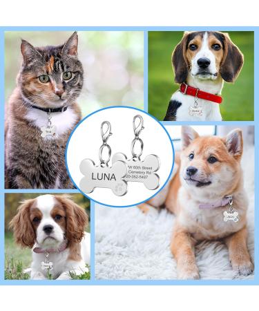 Nibana Dog Tag Personalized Pet ID Tags Custom Dog Name Tags Engraved on Both Sides 4 Lines of Custom Text Paw Print Bone Pet Tag for Dogs Cats (Purple) - Buy Online on GoSupps.com