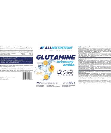 All-Nutrition L-Glutamine Recovery Amino Supplement - Pure 500g with Taurine & Vitamin C - Muscle Building for Professionals & Amateurs - Orange Flavor - Buy Online on GoSupps.com