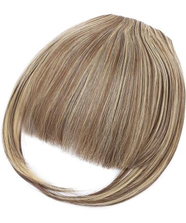 Clip In Bangs Hair Extensions - Dark Brown & Gold Blonde | Neat Fringe Hairpiece for Women - Buy Online on GoSupps.com