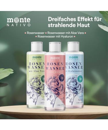 Monte Nativo Rose Water Gift Set | Original Aloe & Hyaluronic Acid | Perfect Valentine's Day Gift for Women | 200ml (3-Pack) Facial Care Set - Buy Online on GoSupps.com