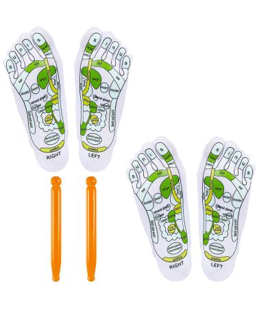 SATINIOR 2 Pairs Acupressure Reflexology Socks Foot Massage Sock Five Toe Separate Socks with Massage Tools for Women and Men Tired Relieve White, Light Blue, Green, Yellow