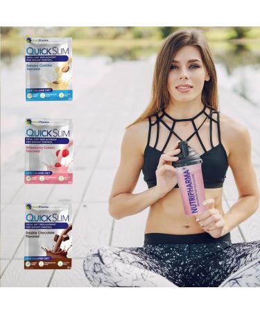 Quick Slim High Protein Meal Replacement Shakes for Weight Loss - Keto Low Carb Gluten Free Strawberry Cream - 1 Serving - Buy Online on GoSupps.com