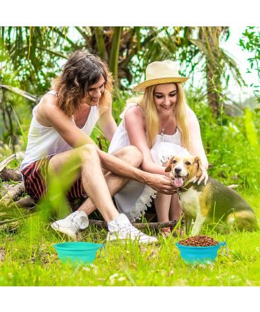 SLSON 2-Part Foldable Dog Bowls - Travel & Camping 600ml Lightweight Plastic for Dogs & Cats | Blue & Green - Buy Online on GoSupps.com