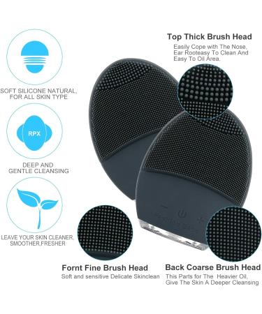 Silicone Ultrasonic Vibrating Facial Cleansing Brush & Face Massager - Rechargeable & Waterproof Electric Exfoliator for Anti-Aging (Gray) - Buy Online on GoSupps.com