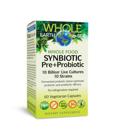 Natural Factors Whole Earth & Sea, Whole Food Synbiotic Pre + Probiotic, Fermented Digestive Enzymes, 60 Vegetarian Capsules