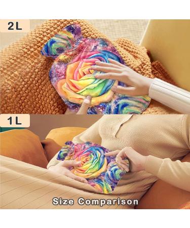 NAANLE Hot Water Bottle with Cover - Watercolor Rainbow Roses 1L for Pain Relief & Heat Therapy | Transparent Design - Buy Online on GoSupps.com