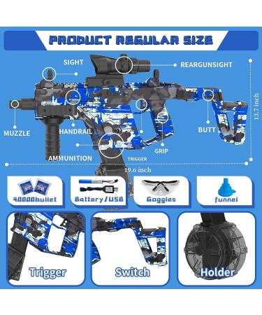 Electric Gel Ball Blaster  High Speed Automatic Splatter Ball Blaster with 40000+ Water Beads and Goggles  JIFTOK Rechargeable Splatter Ball Toys for Outdoor Activities Shooting Game Party Favors-Blue Blue-vector - Buy Online on GoSupps.com