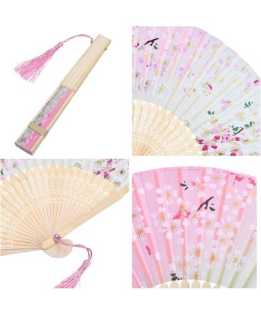Foldable Bamboo Hand with Tassel | Elegant Wall Decor for Women - 4 Piece Set in White Cherry Pink Cherry Blue Cherry & Purple Cherry - Perfect Gift! - Buy Online on GoSupps.com