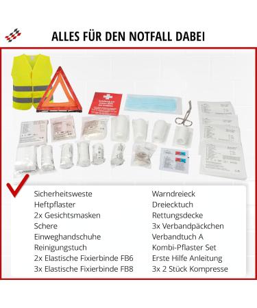Walser 2024 Car Bandage Pocket - STVO Compliant 3-in-1 First Aid Set with Breakdown Triangle & Warning Vest | DIN 13164 Approved - Buy Online on GoSupps.com