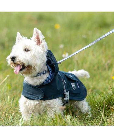 HUGO & HUDSON Dog Raincoat with Hood | Adjustable Waterproof Jacket | Harness Hole | Double Layered with Blue & White Lining | Navy XS - Buy Online on GoSupps.com