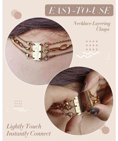 Lucky Necklace Layering Clasps Separator | 18K Gold & Silver Plated Triple Necklace Clasps for Women | Stackable Chains Closure - Buy Online on GoSupps.com