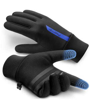 FREETOO Touchscreen Winter Running Gloves Men with Flannel Lining 1 pair Black Medium