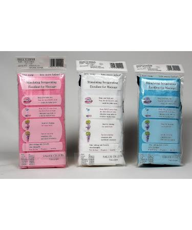 SALUX Nylon Japanese Beauty Skin Bath Wash Cloth/Towel 3-Pack - Peach, White, Blue - Buy Online on GoSupps.com