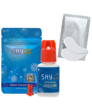 Eyelash Extension SKY Glue S+ with Gel Eye Patch(by glue manufacturer) Super Strong Black Adhesive Professional Bonding Adhesive for Long Lasting Semi Permanent Individual Lash Extensions