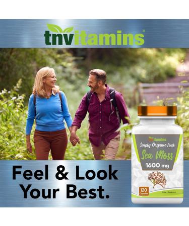 tnvitamins Organic Irish Sea Moss: 1600mg - 120 Capsules | Two Month Supplt Simply Organic Sea Moss Powder Capsules are Highly Potent and Absorbable! | Non-GMO | Made in The USA! 120 Count (Pack of 1) - Buy Online on GoSupps.com