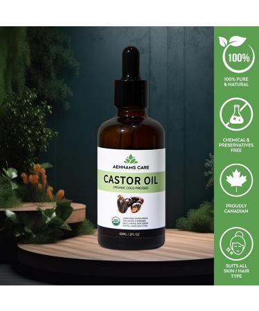 100% Pure USDA Organic Castor Oil - Cold-Pressed Unrefined Hexane-Free - 60ml (2oz) for Skin Eyelashes Hair Growth & Nail Care - Includes Mascara & Eyeliner Tube (Pack of 2 - Buy Online on GoSupps.com