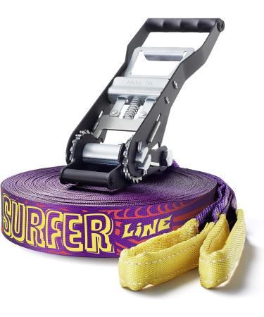 Gibbon Slacklines Surferline Purple 98ft with Treewear and Ratchet Protection - 50mm Wide - Buy Online on GoSupps.com