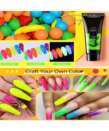  Kaxenig Colored Gel Nail Kit | Glow-in-the-Dark Gel for Women - 6 Long-Lasting Shades Glitter Extensions Manicure for Women and Girls - Buy Online on GoSupps.com