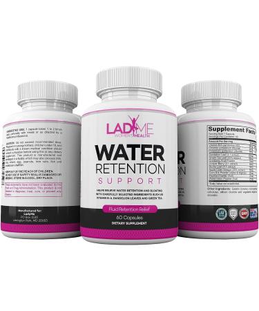 Natural Water Retention Pills for Women - Bloating Relief with Vitamin B6, Dandelion & Green Tea - Diuretic Detox Capsules for Water Draining, Bloating & Swelling - 60 Caps (2 Months Supply) - LadyMe - Buy Online on GoSupps.com