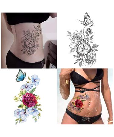 Yazhiji Large Waterproof Temporary Tattoos | Flowers Collection | 15 Sheets | Men Women | 19x9 CM - Buy Online on GoSupps.com