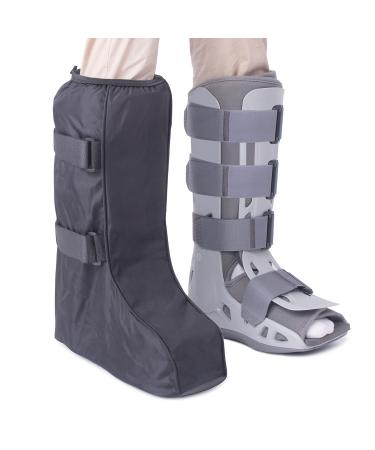 ARUNNERS Walking Boot Cover for Medical Brace Orthopedic and Fracture Cast with Hook Loop (Black, Tall, Medium) Tall with Hook Loop Medium