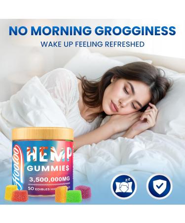 HOOLOO Hemp Gummies for Adults 6 Fruity Flavors for Deep Bedtime Relax Hemp Gummy Infused Vitamins and Omega 3 Made in USA Fruity - 3 500 000 - 1 PACK - Buy Online on GoSupps.com