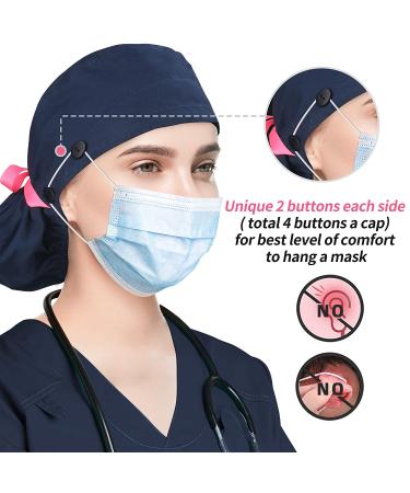 ABAMERICA Navy Working Cap with Button for Long Hair - Adjustable Ponytail Hat for Women - Buy Online on GoSupps.com