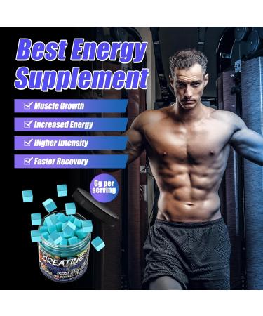 Creatine Monohydrate Gummies 6g for Men Women Complex Creatine Monohydrate Chewable for Muscle Strength Muscle Building Energy Boost Pre-Workout Energy Supplement Vegan Blue Raspberry - 120 Count - Buy Online on GoSupps.com