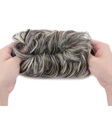 Thick Synthetic Hair Bun Extensions - Medium Brown mix Bleach Blonde - 45g | Updo Scrunchies for Women - Buy Online on GoSupps.com