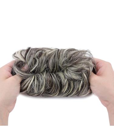 Silk-Co Hair Part with Rubber Band | Wavy Soft Dutt & Thickening Hair Extensions - Medium Brown & Bleach | 45g Messy Bun Updos - Buy Online on GoSupps.com