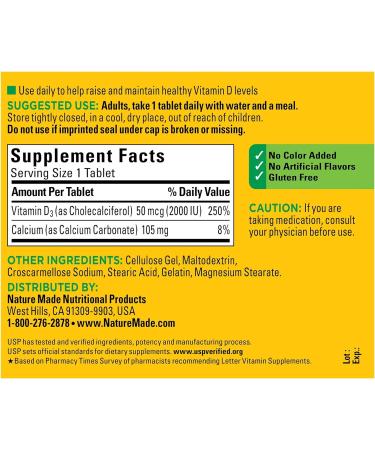 Vitamin D3 2000 IU 220 Tablets - Immune Health, Strong Bones & Muscles - 250% Daily Value - 1 Pack - Buy Online on GoSupps.com